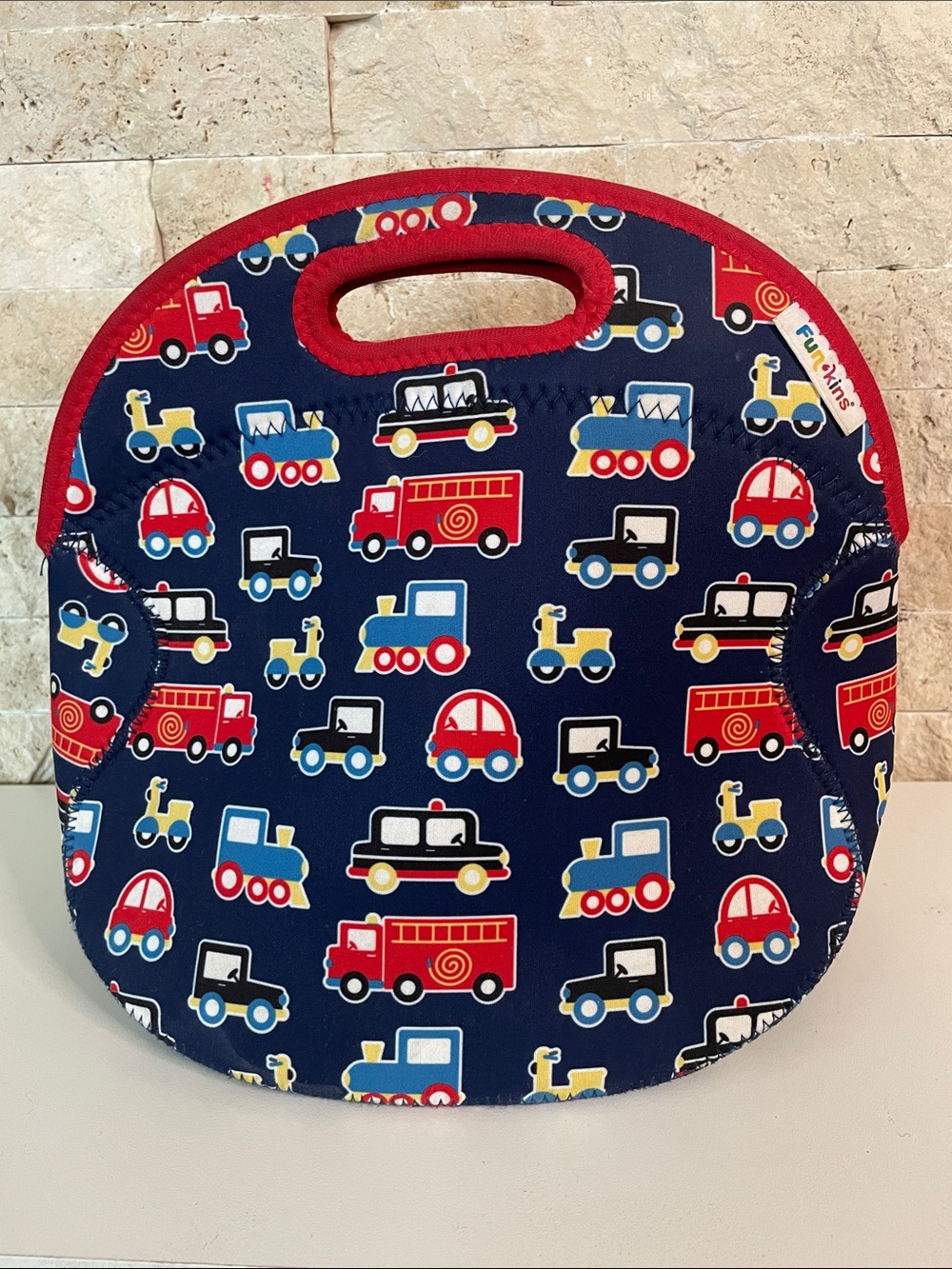 Funkins blue and red train lunch kit.